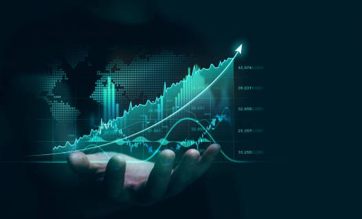 Supplied conceptual artwork of an upward teal chart above a hand